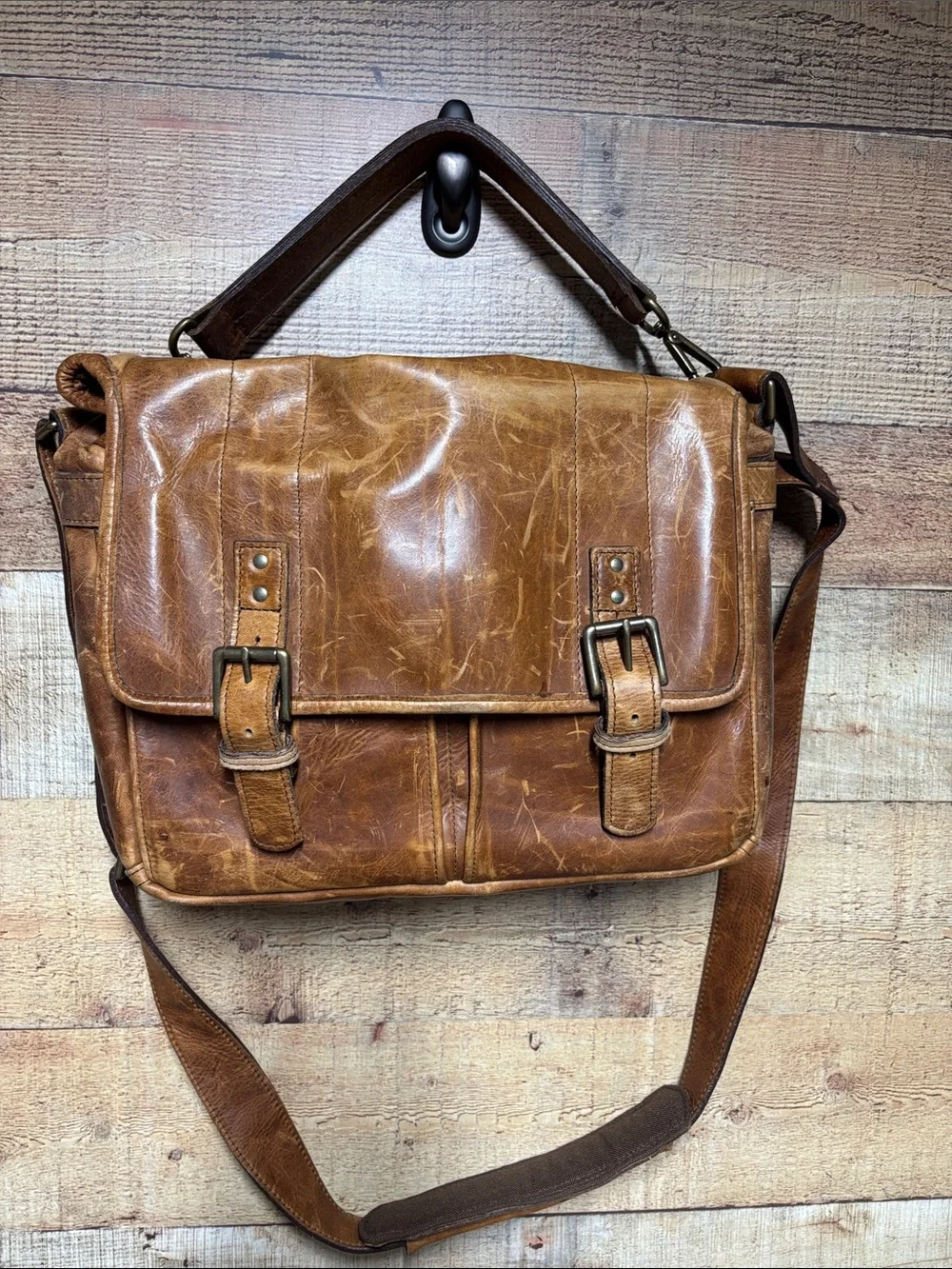 ONA The Prince Street Brown Leather Camera Messenger Laptop Bag antique cognac